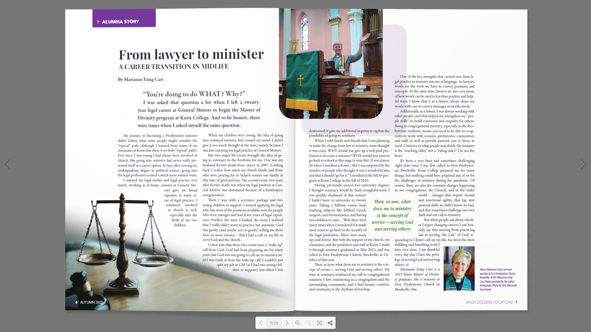 From lawyer to minister a career transition in midlife Knox